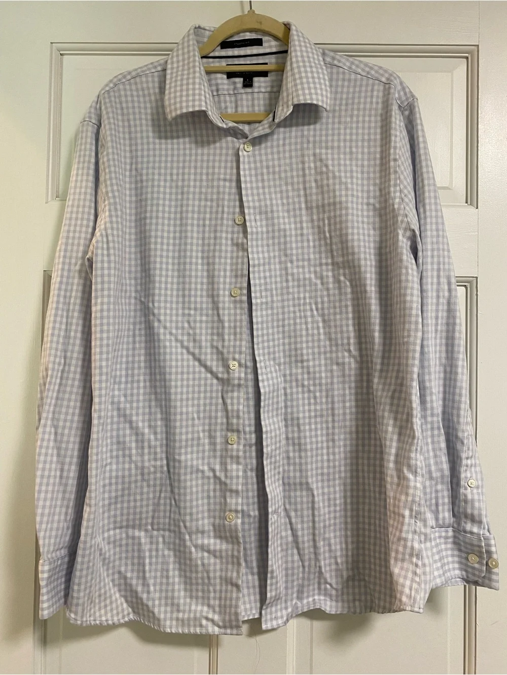 Banana Republic Light Blue and White Gingham Dress Shirt